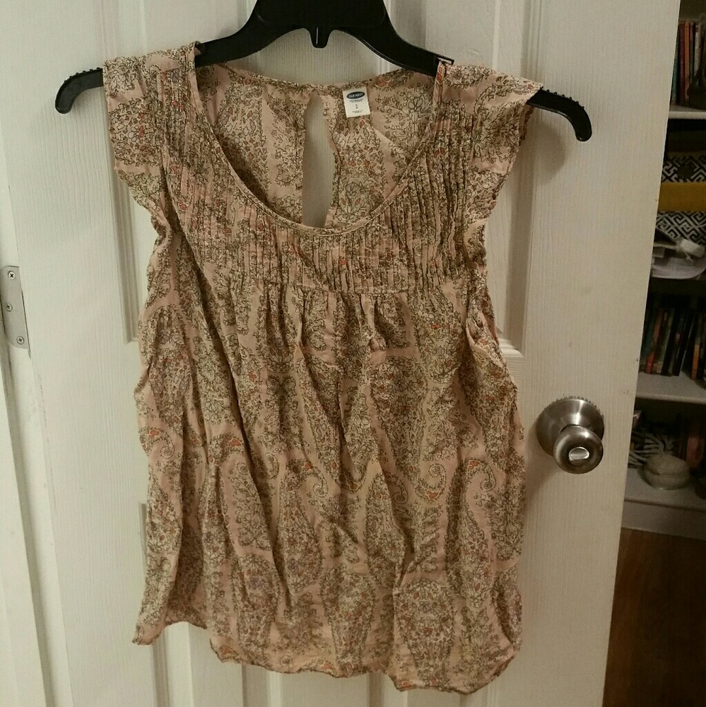 Tan tank with multi color designs